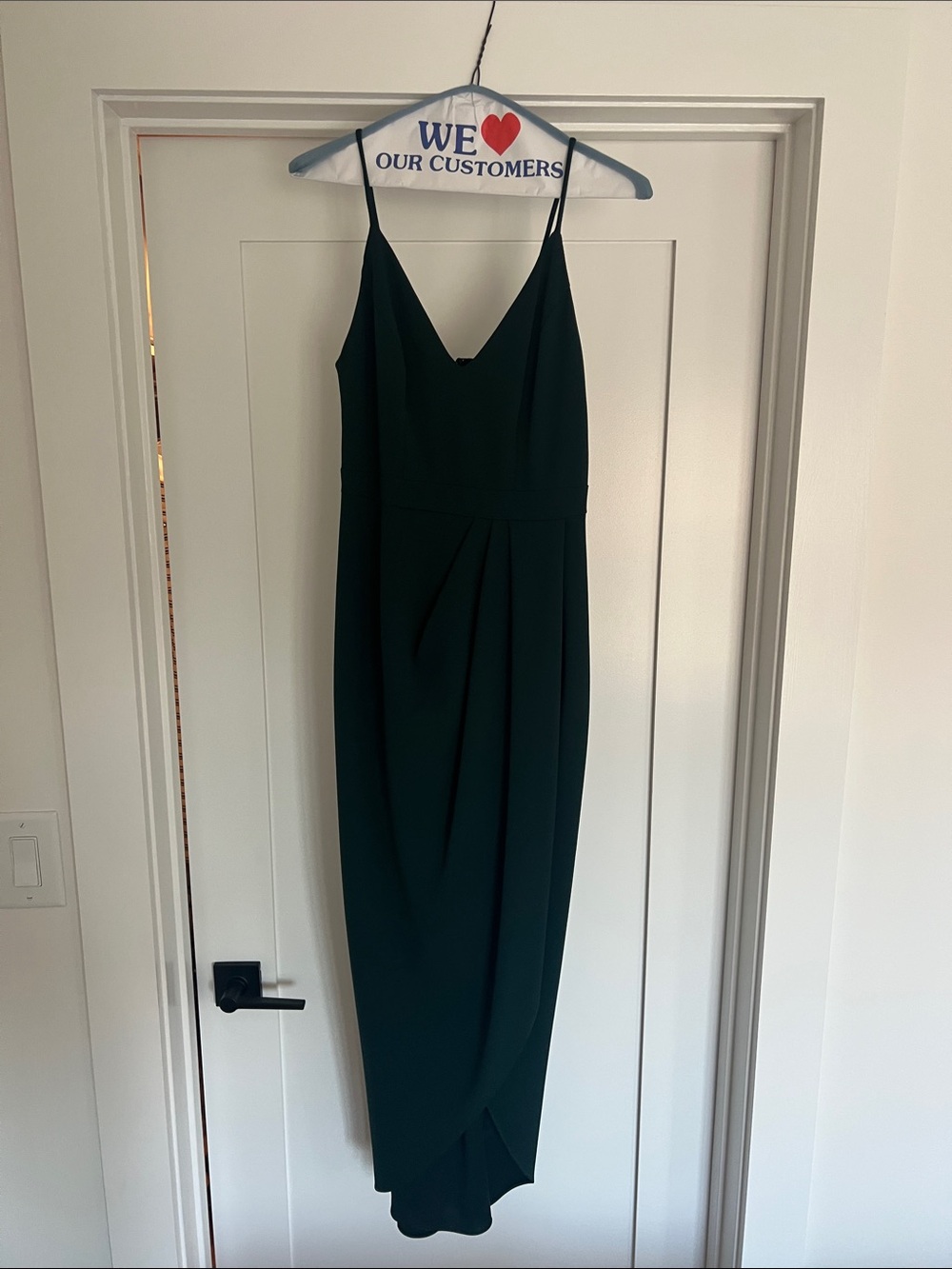 BHLDN Elegant Forest Green Spaghetti Strap Maxi Dress